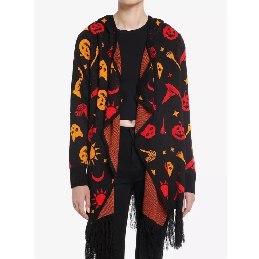 Her universe hocus pocus dani hooded fringe cardigan M halloween sweater